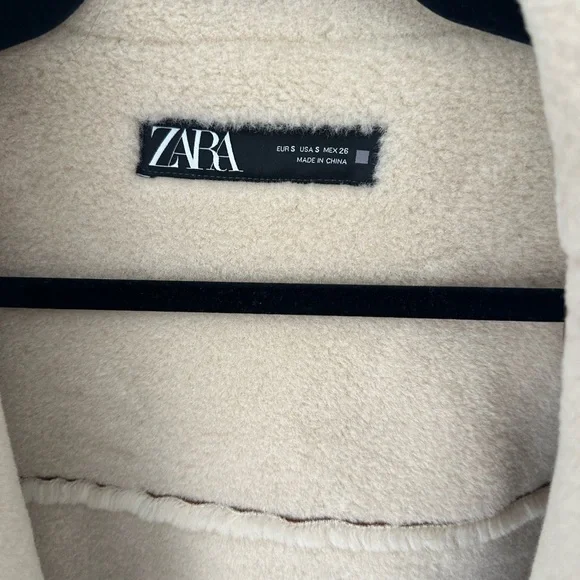 Zara Double Faced Shearling Coat with Patch Pockets, NWOT - Picture 5 of 5